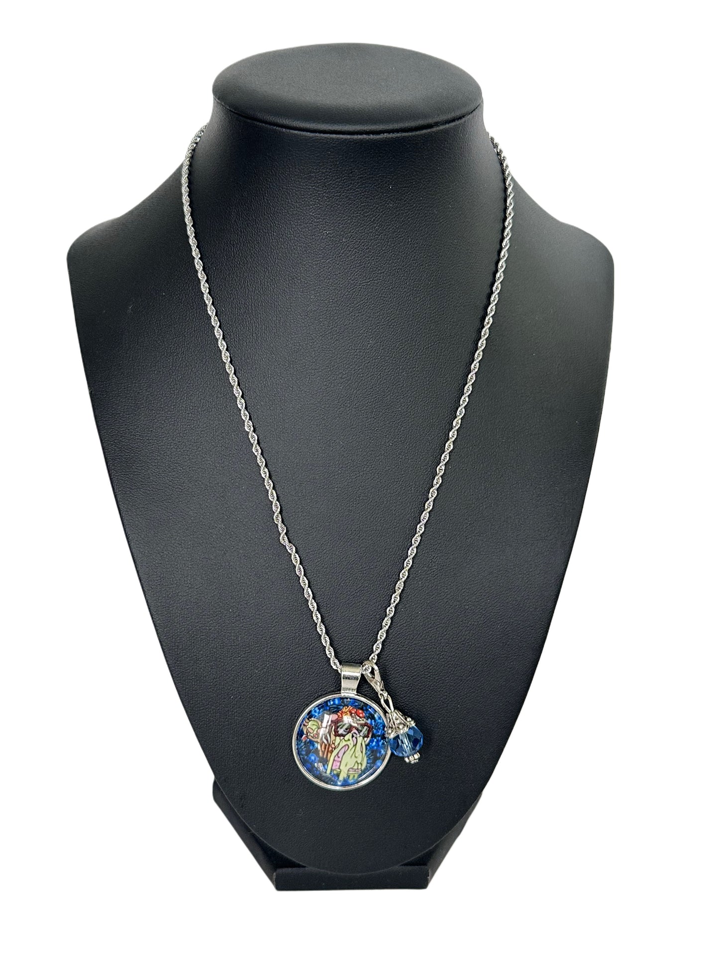 16” Silver Short Rope Necklace w/ 1 Pendant