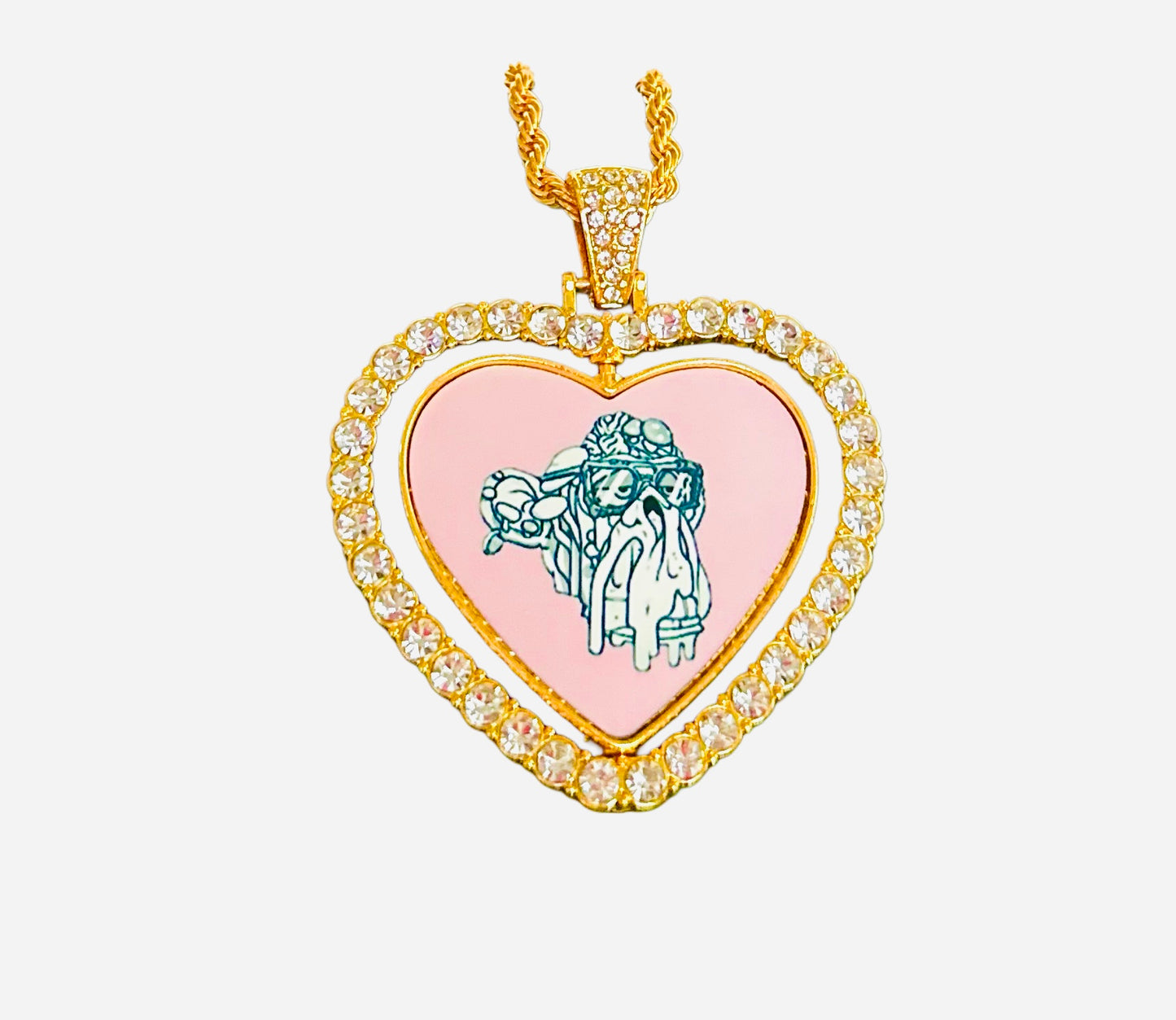 24” Gold Pink Heart Pendant w/ Necklace