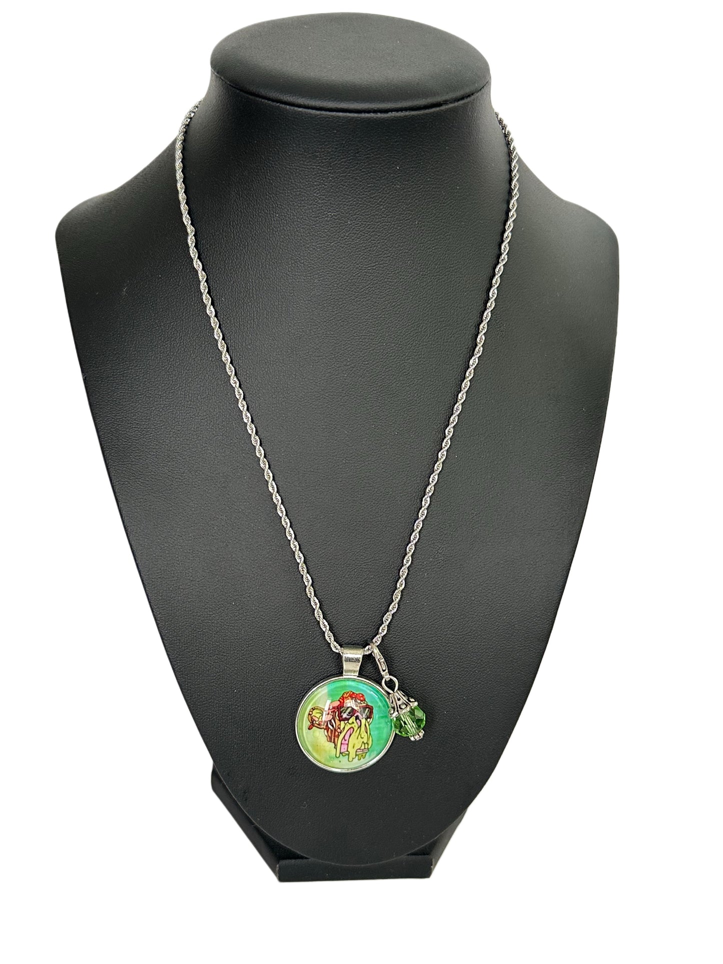 16” Silver Short Rope Necklace w/ 1 Pendant