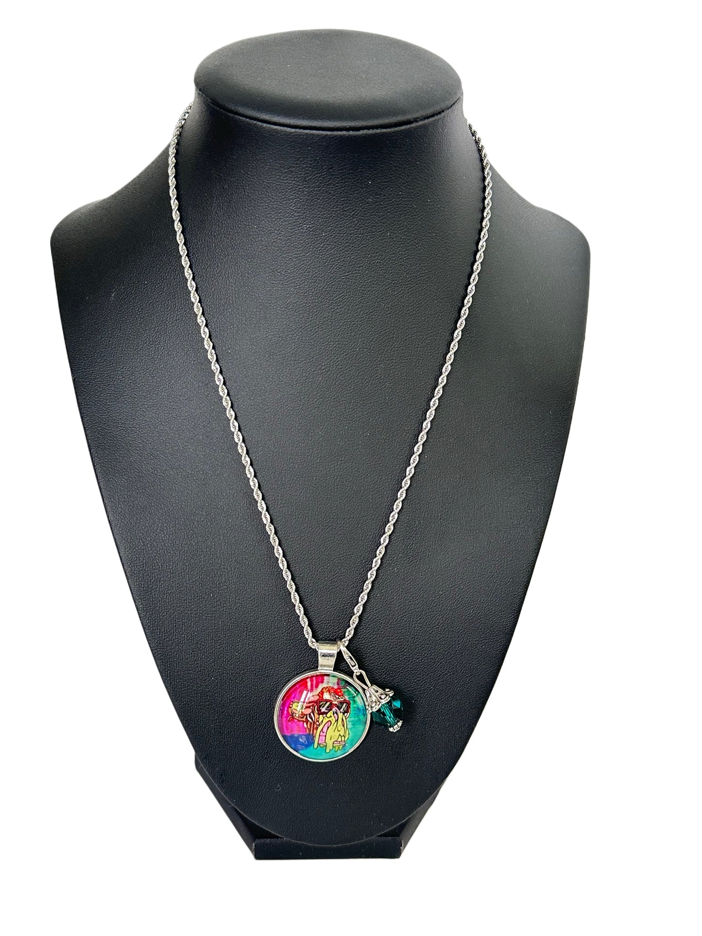 16” Silver Short Rope Necklace w/ 1 Pendant