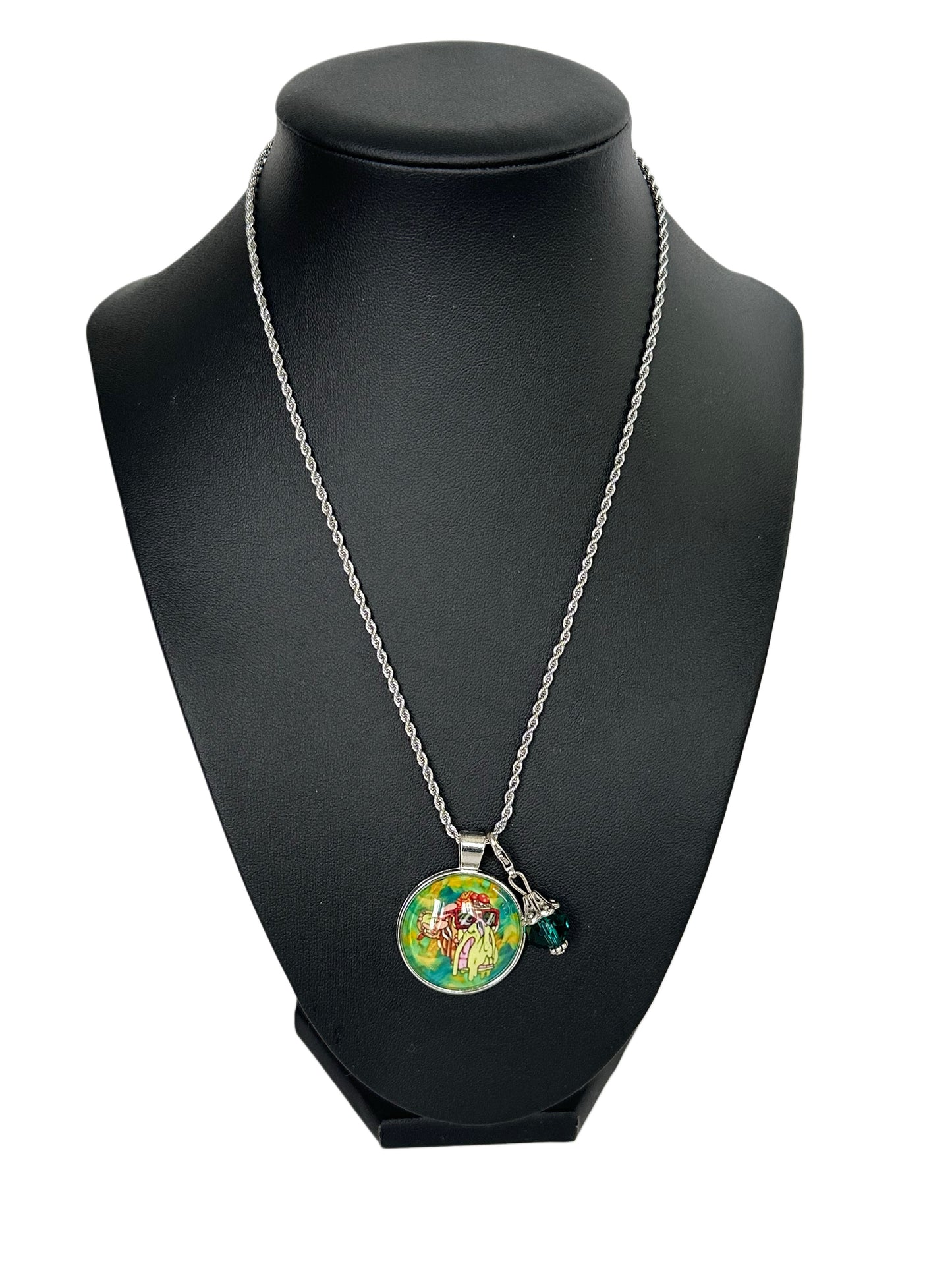 16” Silver Short Rope Necklace w/ 1 Pendant
