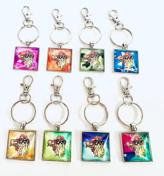 Men’s Silver Square Pendant w/ Matching Necklaces & Key Ring