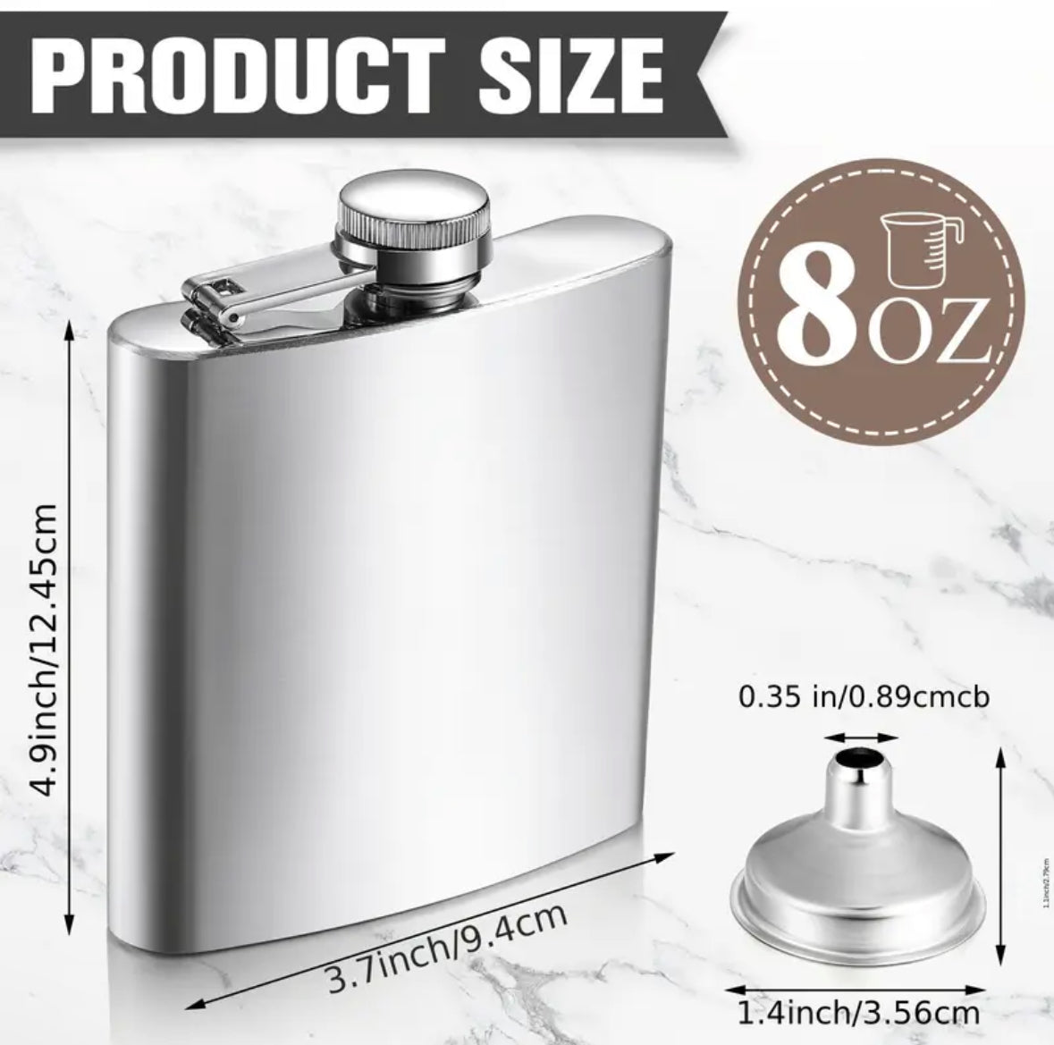 Bored Baddies 8oz Stainless Steel Hip Flask w/ Funnel