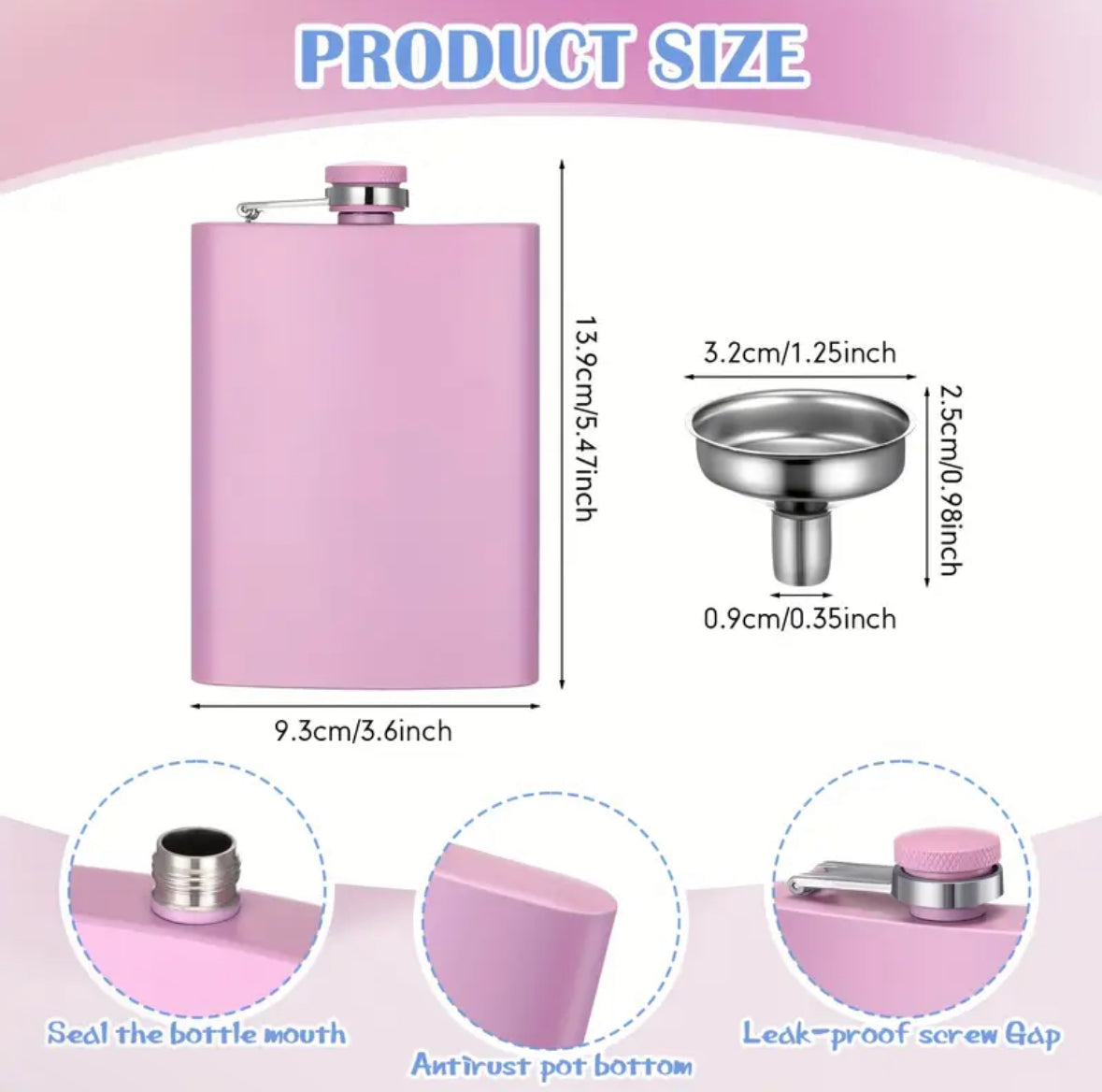 Bored Baddies 8oz Stainless Steel Hip Flask w/ Funnel