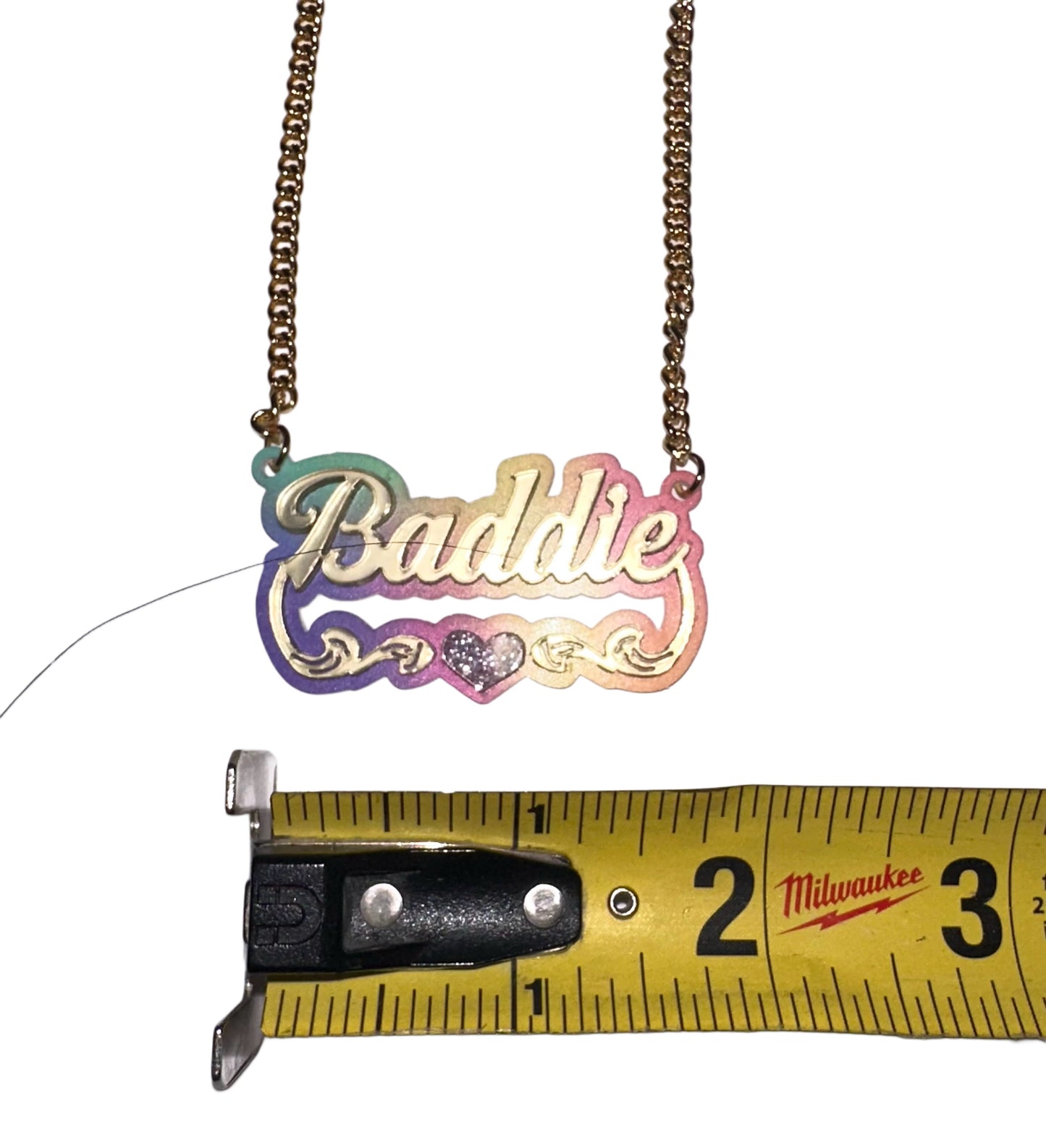 Baddie Rainbow Acrylic Logo Necklace