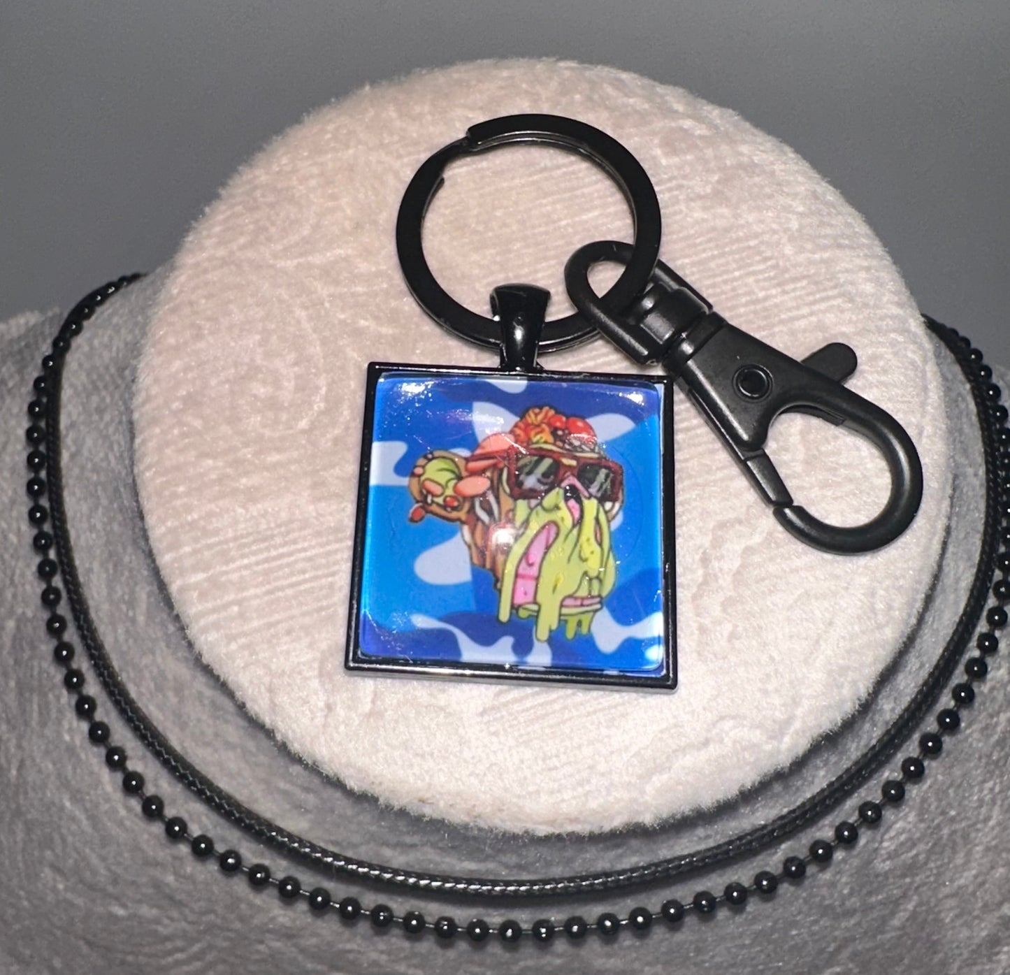 Men’s Black Square Pendant w/ Matching Necklaces & Key Ring