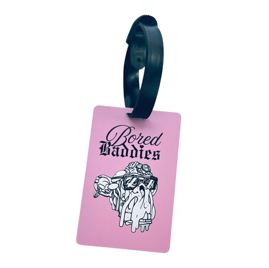 Bored Baddies Pink PVC Luggage Tag