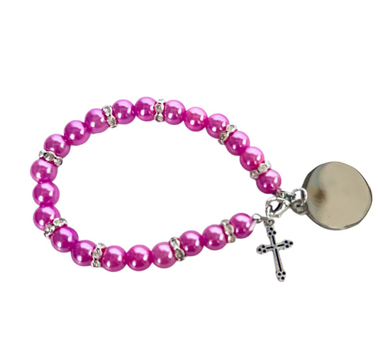 Purple Pearl Stretch Bracelet