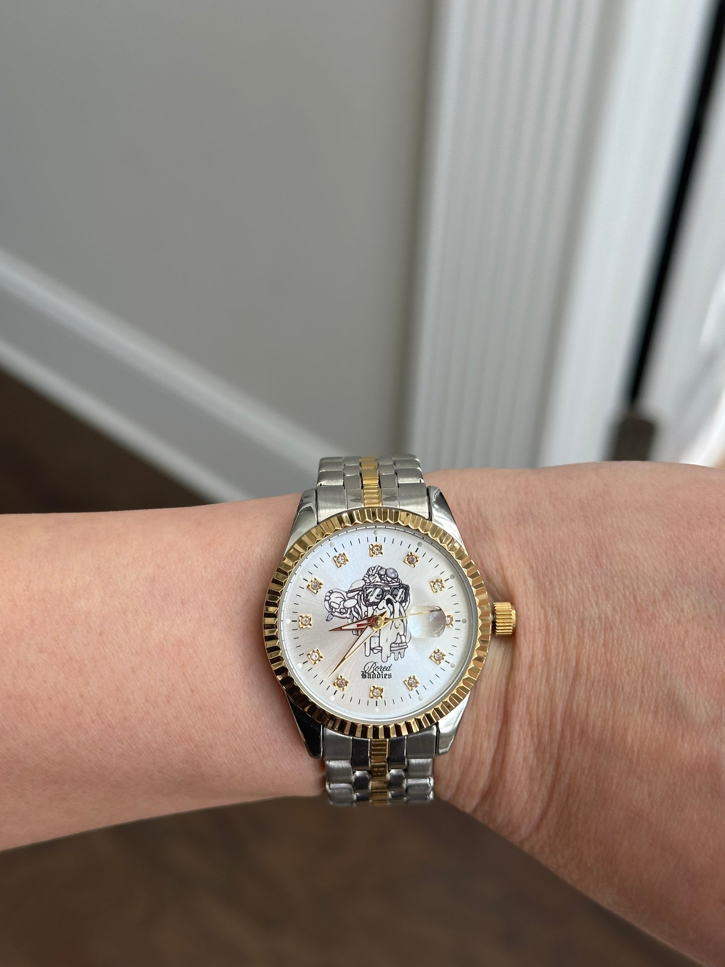 Bored Baddies Two-Tone CZ Stainless Steel Women’s Watch
