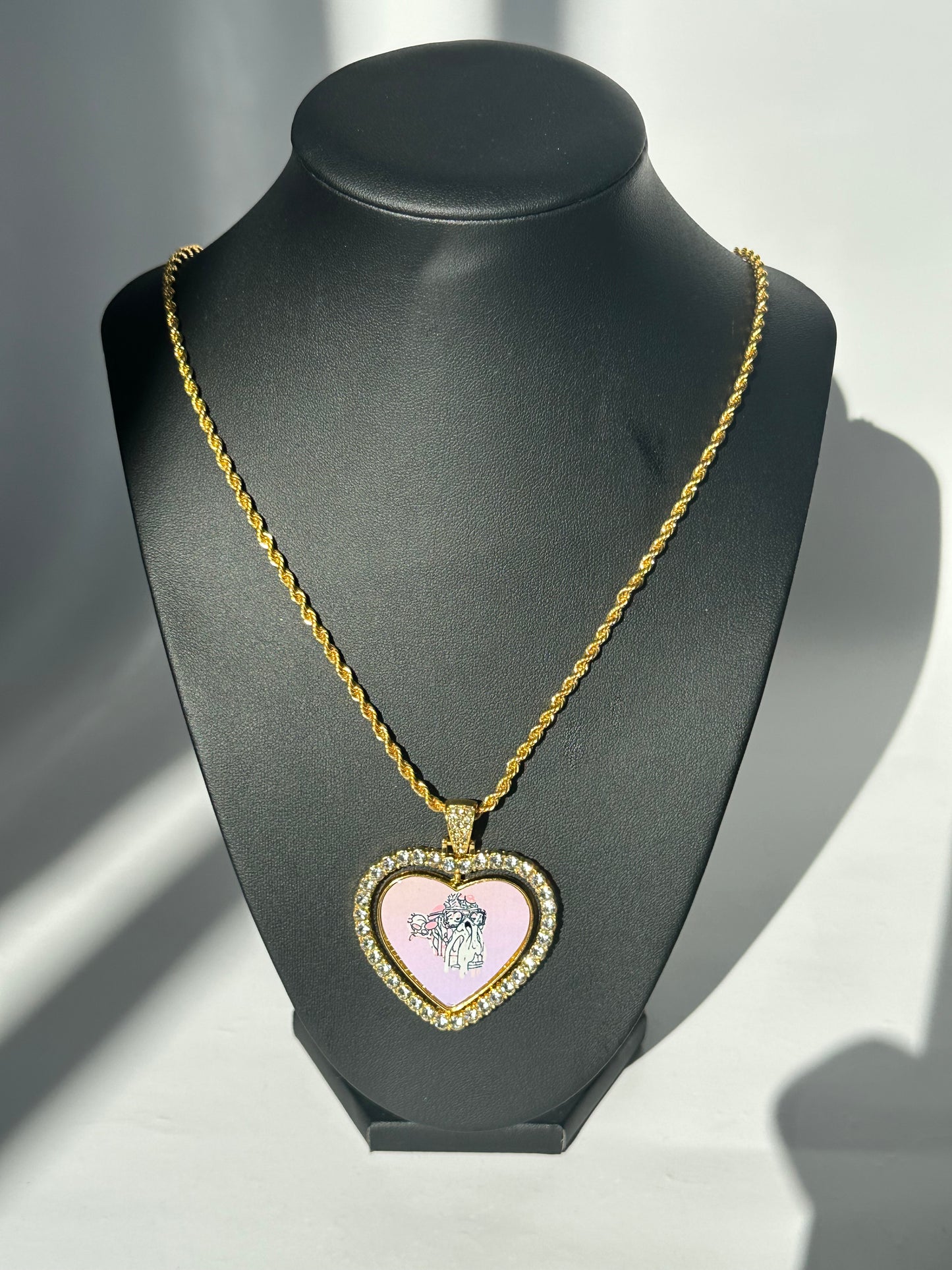 24” Gradient Heart Pink Purple Pendant w/ Necklace