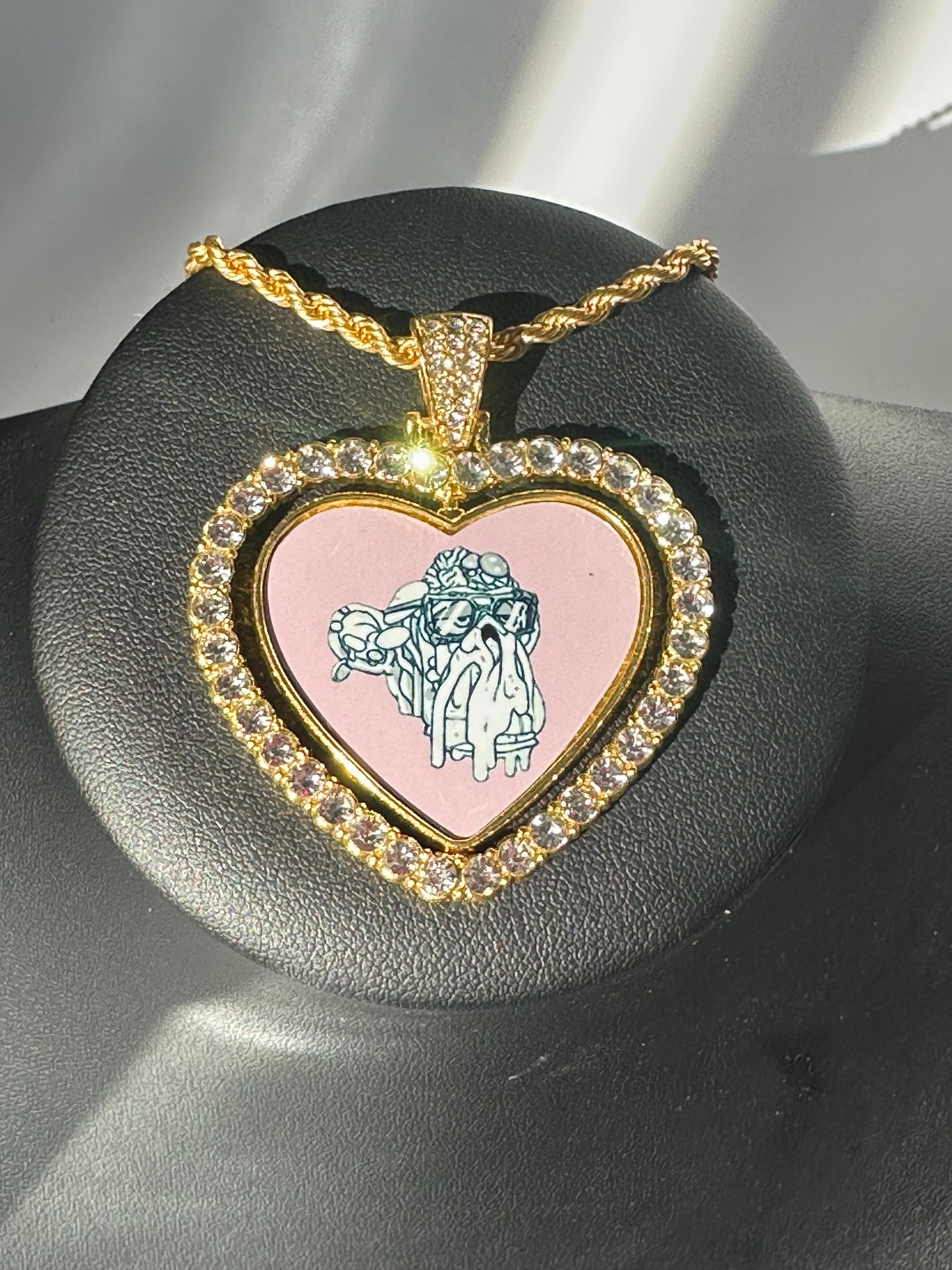 24” Gold Pink Heart Pendant w/ Necklace