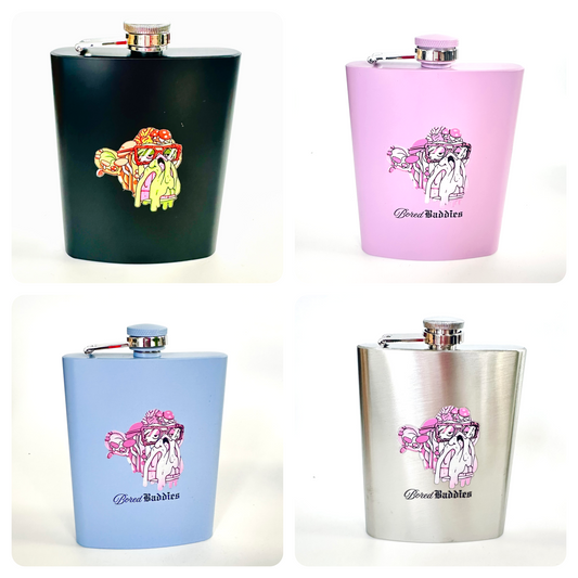 Bored Baddies 8oz Stainless Steel Hip Flask w/ Funnel